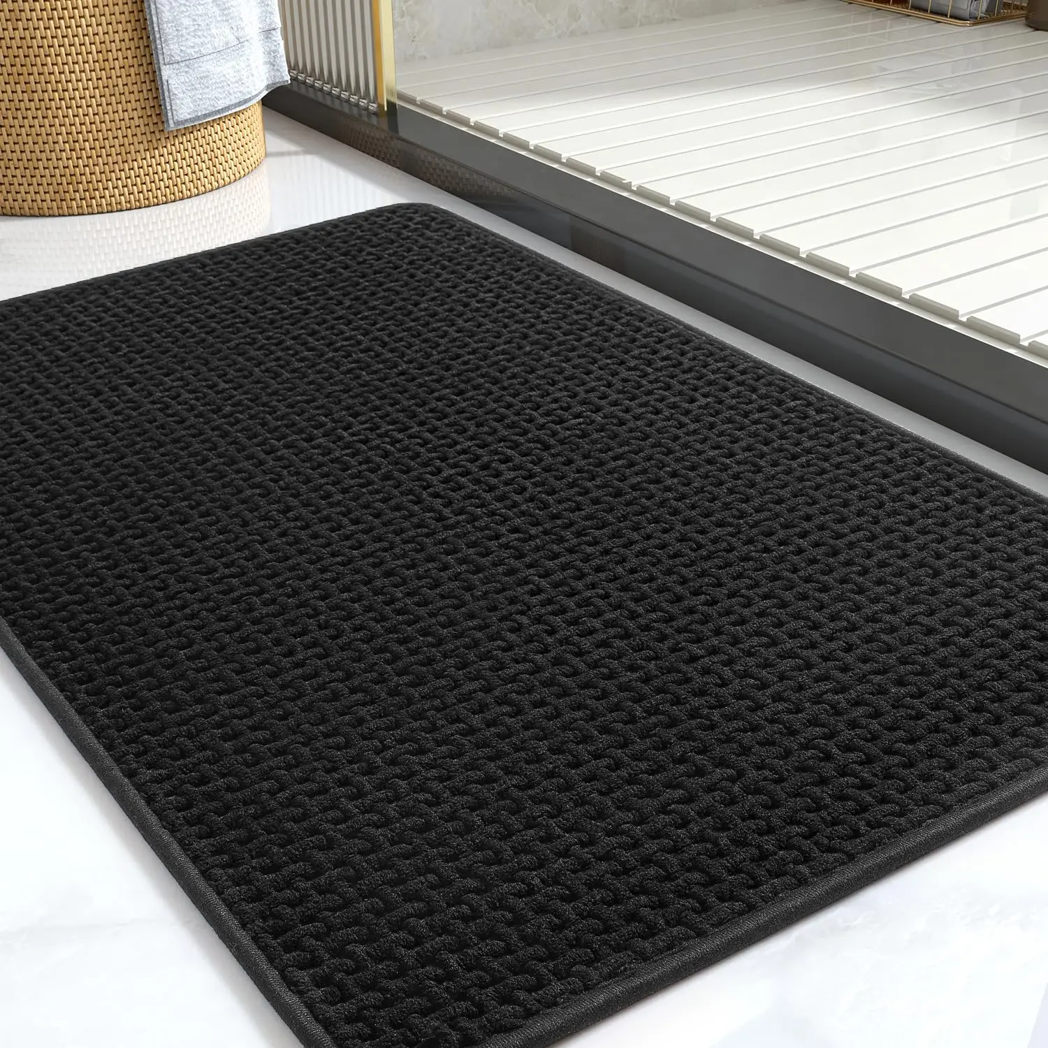 Quick Drying Chenille Bath Mat Rubber Backing Bathroom Rugs Non Slip Bath Mats for Bathroom Super Absorbent Bath Rugs