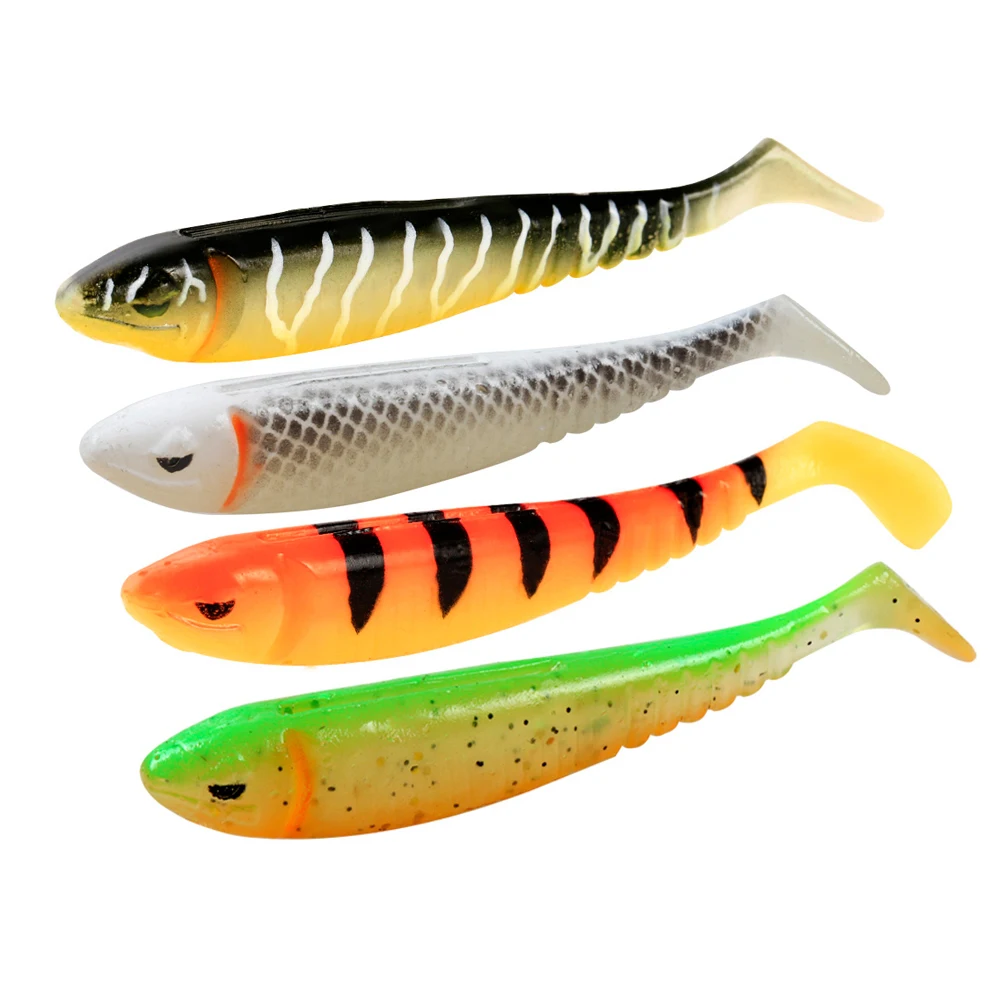 JOHNCOO 75mm 100mm PVC Soft Plastic Fishing Lures Bait Soft Fish Bait Paddle Tail Soft Plastics Lures