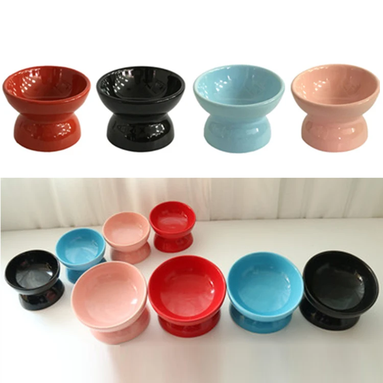 Custom Cat Bowl Anti Vomiting Tilted Elevate Raised bowl  for cat Ceramic pet bowls & feeders