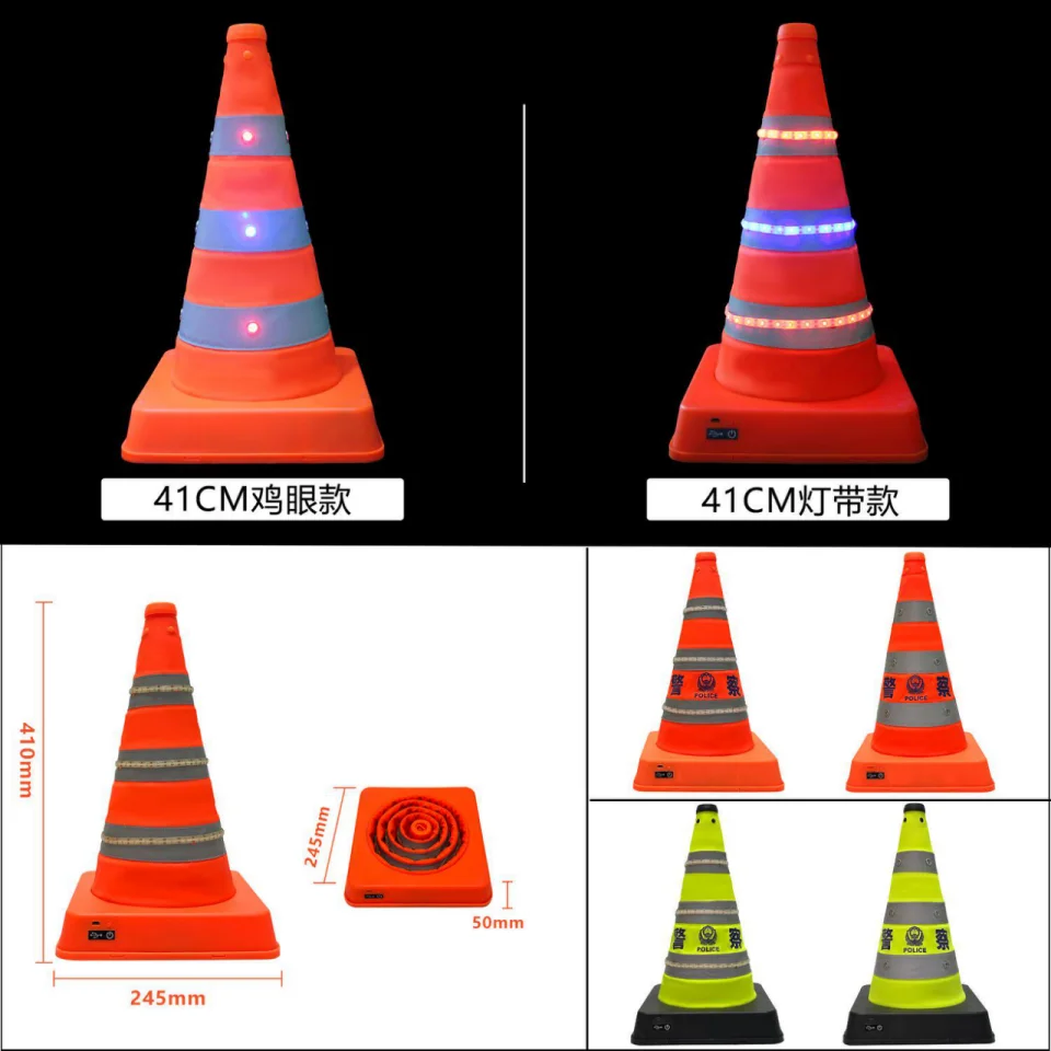 Waterproof Portable Retractable LED Traffic Cone Traffic Facility Reflective Led Light Collapsible Traffic Cone