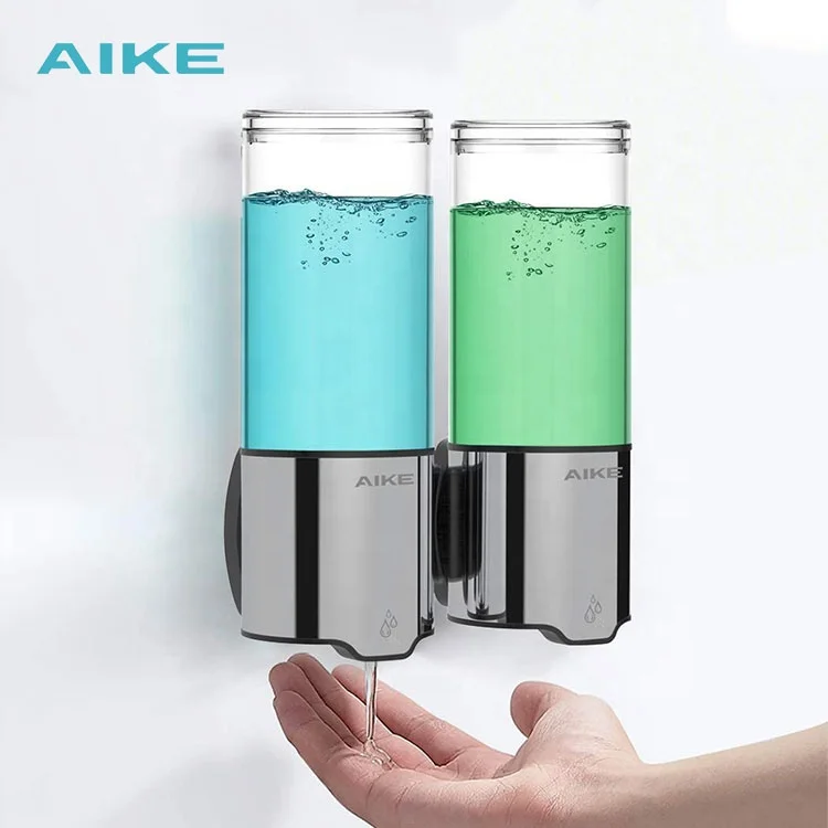 Best selling products AK1212 500ml fashion bathroom no touch wall mount soap dispenser set double