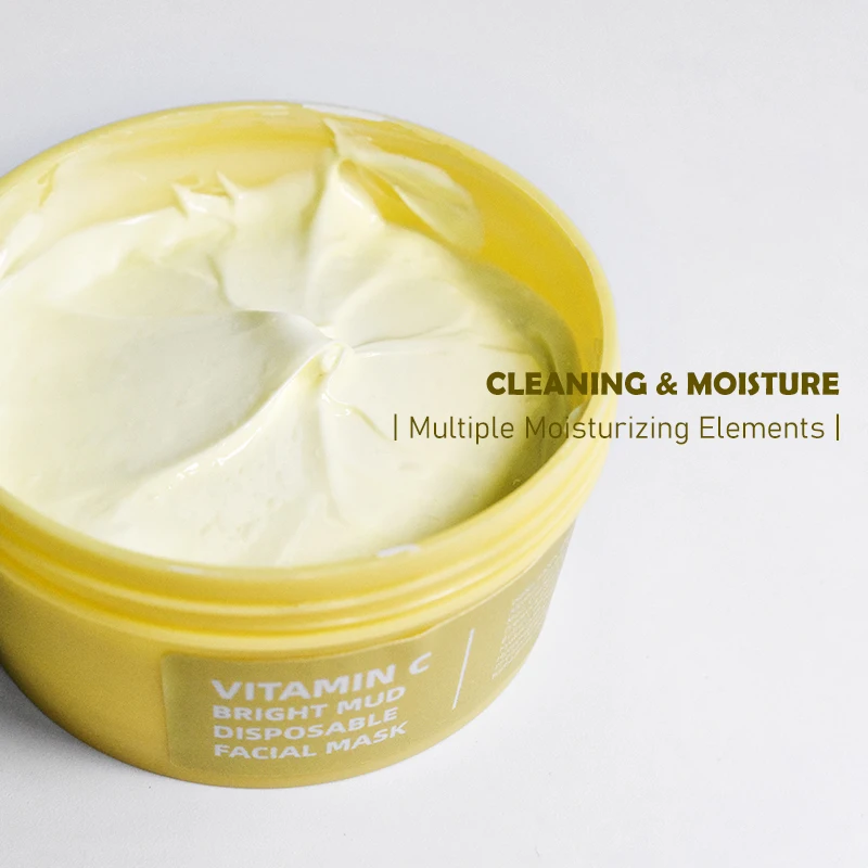 Private Label Custom Logo Mud Clay Face Mask Whitening Skin Care Extract Vitamin C Bright Mud Facial Mask