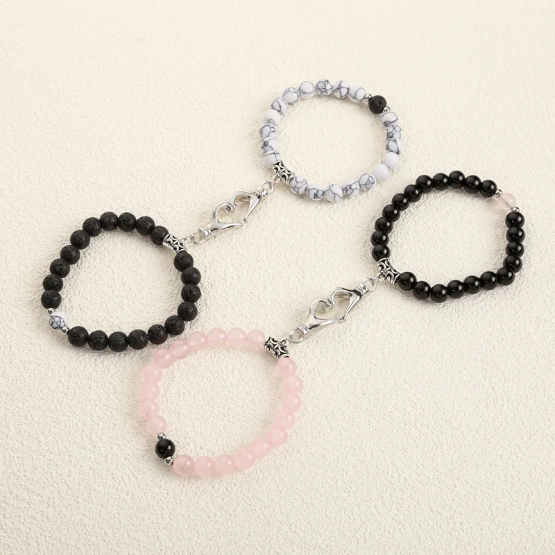 Explosions Joker Luminous Opal Handstring Volcanic Stone White Pine Beaded Bracelets for Couples Alloy Material Gift