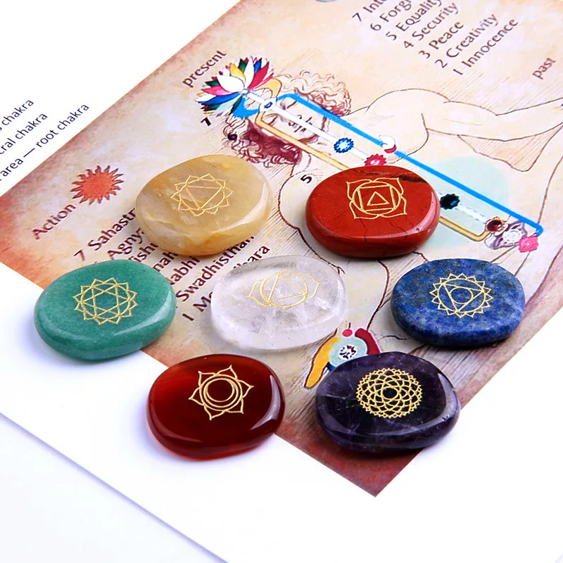 Healing 7 chakra natural sculpted stone reiki balance art crafts crystal carving