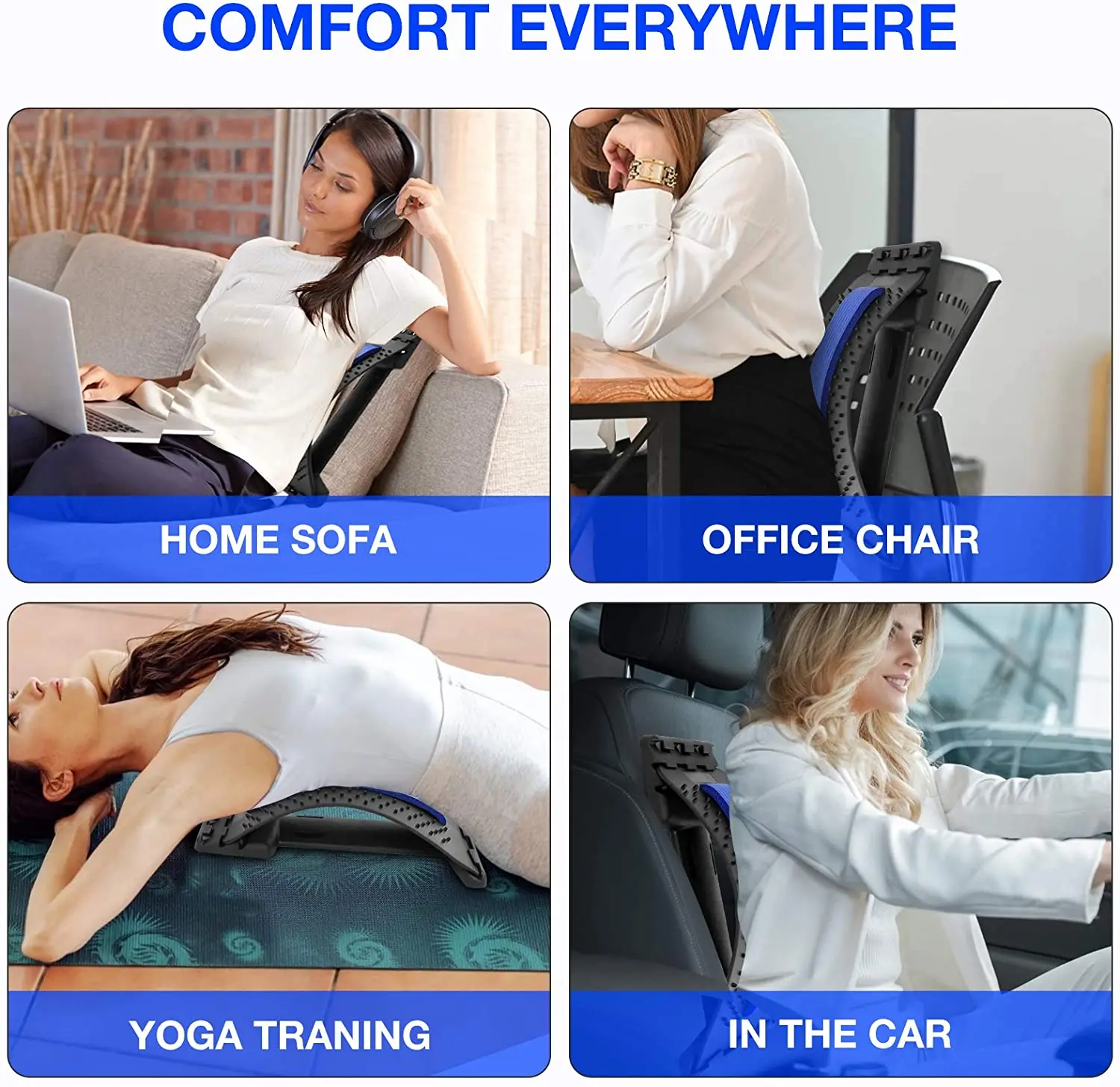 Multi-level magnet therapy spine lumbar traction support orthopedic neck back stretcher massager for pain relief