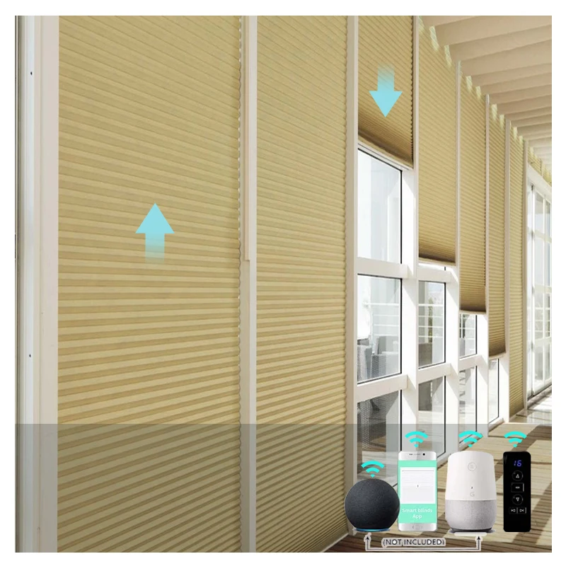 Motorized window blinds honeycomb fabric aluminum frame Cordless Cellular Blinds blackout Shades Top Down honeycomb blinds
