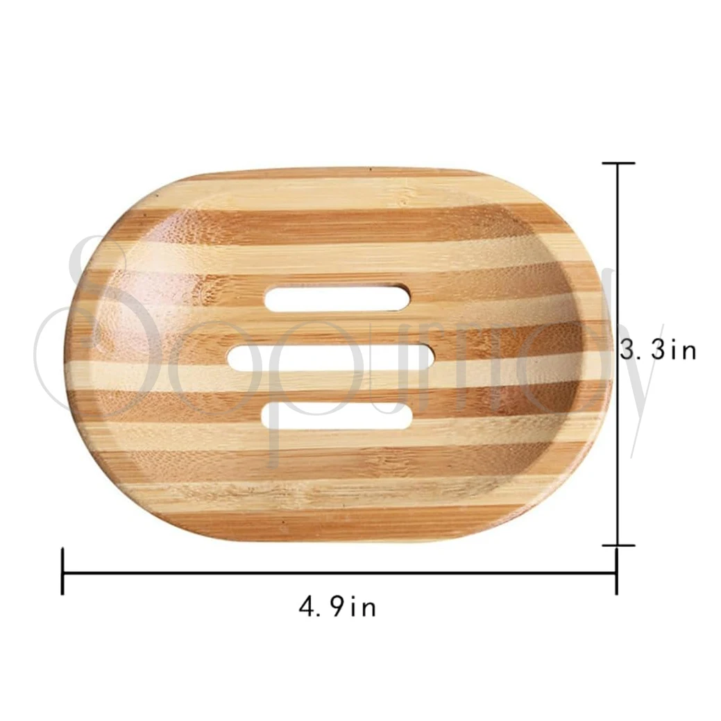 Custom Engraved Logo Printed Eco Friendly Biodegradable Natural Organic Bamboo Bathtub Bathroom Soap Tray Holder Dish