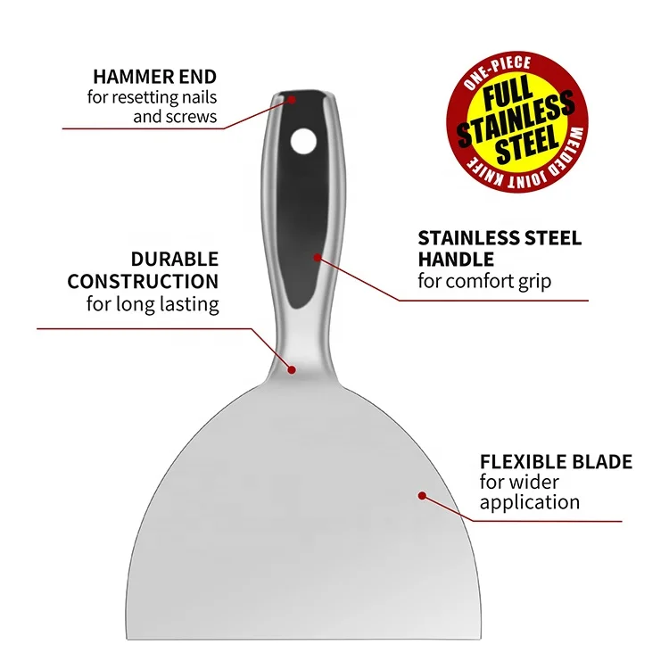 Wide Application One-piece Full Stainless Flexible Blade Putty Knife Putty Knife Scraper