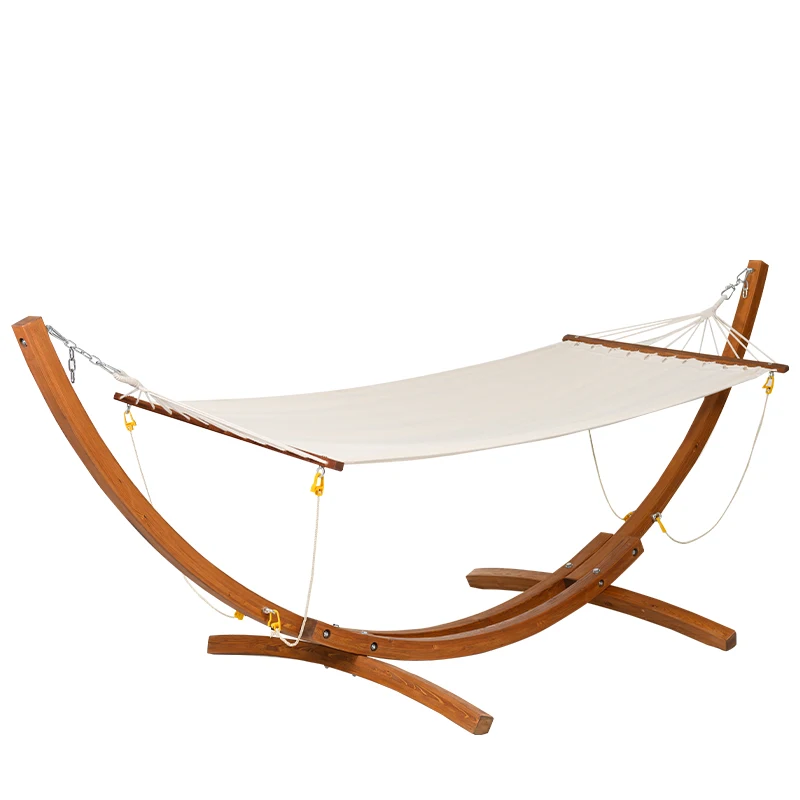 High-end Wooden Stand Patio Hanging Bed Leisure Pure Garden Furniture Hanging Beds
