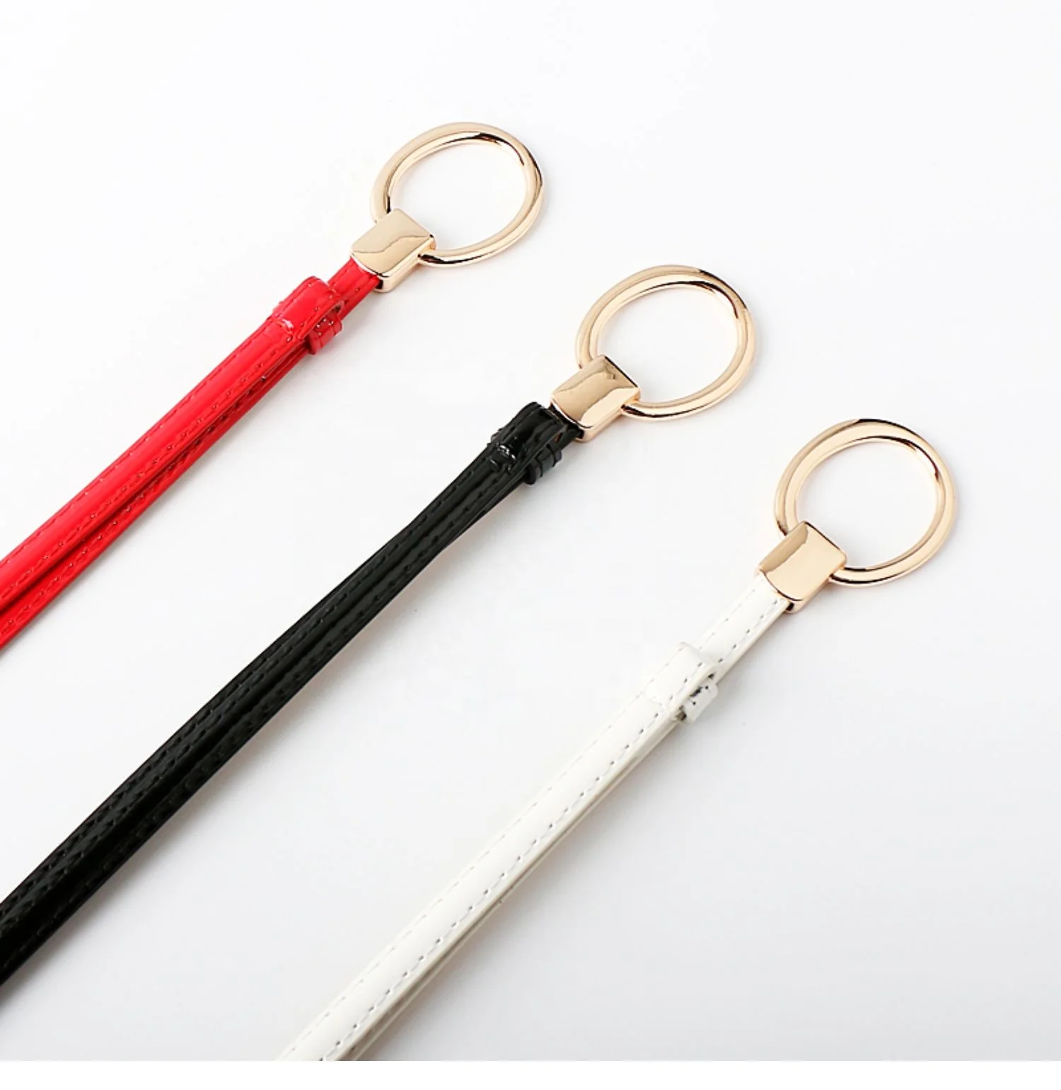 Fashion Versatile PU Leather Thin Belt Women with Dress Waist Adjustable Small Belt