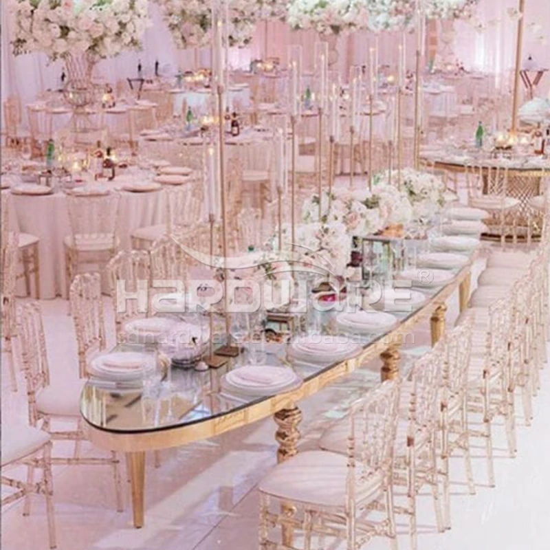 Wholesale Dubai Gold Stainless Steel Legs Mdf Wedding Dining Table For Wedding
