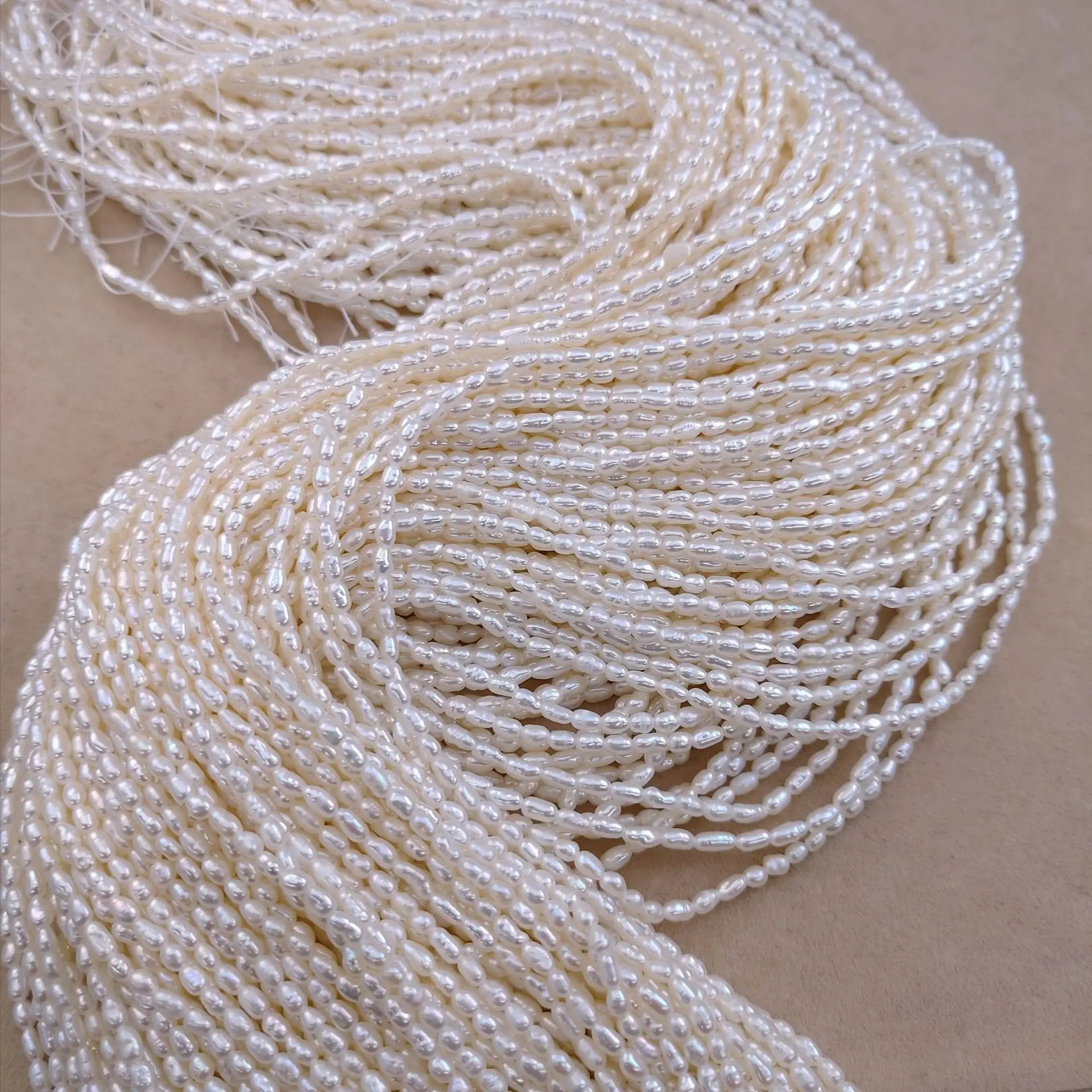 Small White Freshwater Rice Shape Loose Pearls Beads Strand 2-3mm