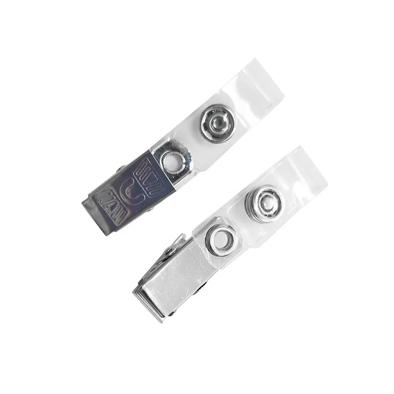 Metal Badge Clips with pvc Straps for Badge Holder Name Tags Work Reel Badge Card Holder Metal Clips with Strap clear