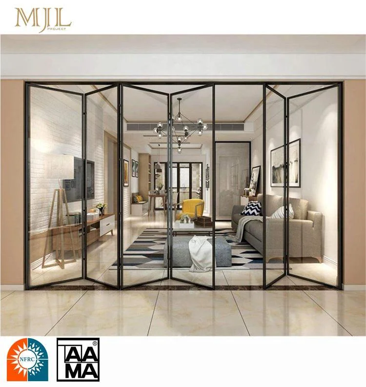 Aluminum Industrial Sound Proofed Glass Sliding Folding Door