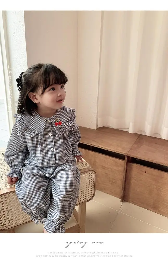 
Korea Fresh Maple Leaf Pajamas Sets Women Gauze Cotton Long Sleeve Casual Sleepwear Pyjamas 