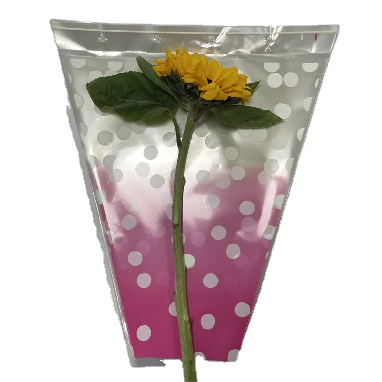 Single Bag Bouquet Flower Shop Clear Sweet Love Heart Packaging Single Rose Plastic Bag