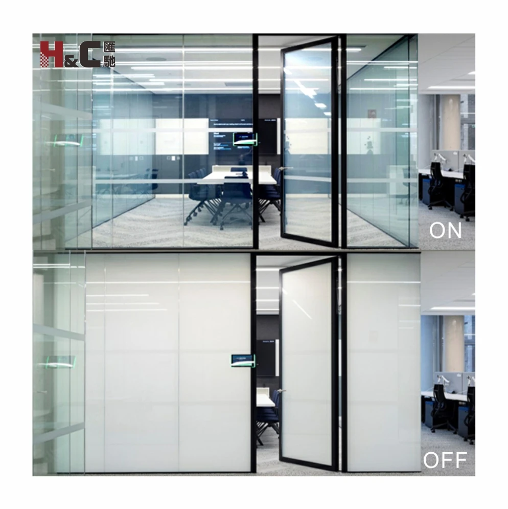 Glass aluminum alloy partition magnetic automatic sliding door smart glass door