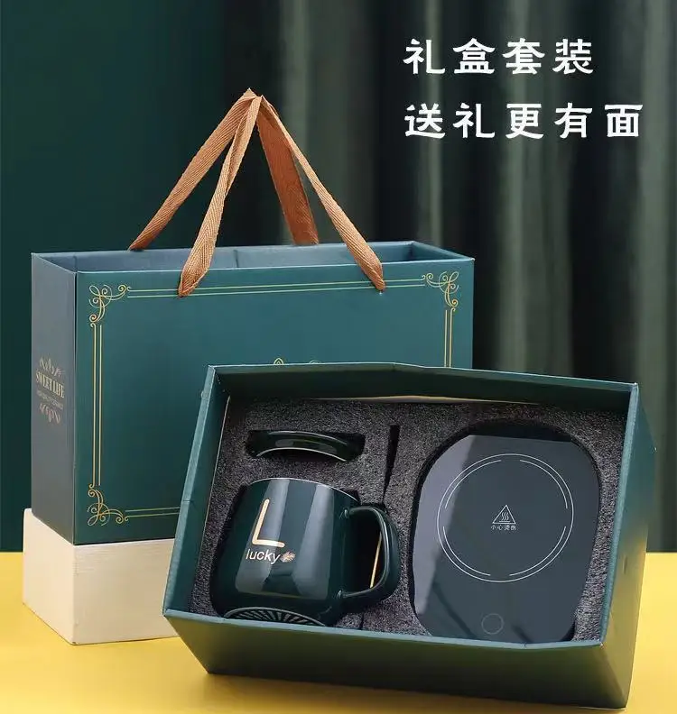 USB Office Home Gift Set Smart Electric heating coaster Thermotatic Ceramic Water Coffee Mug Warmer Cup Heater