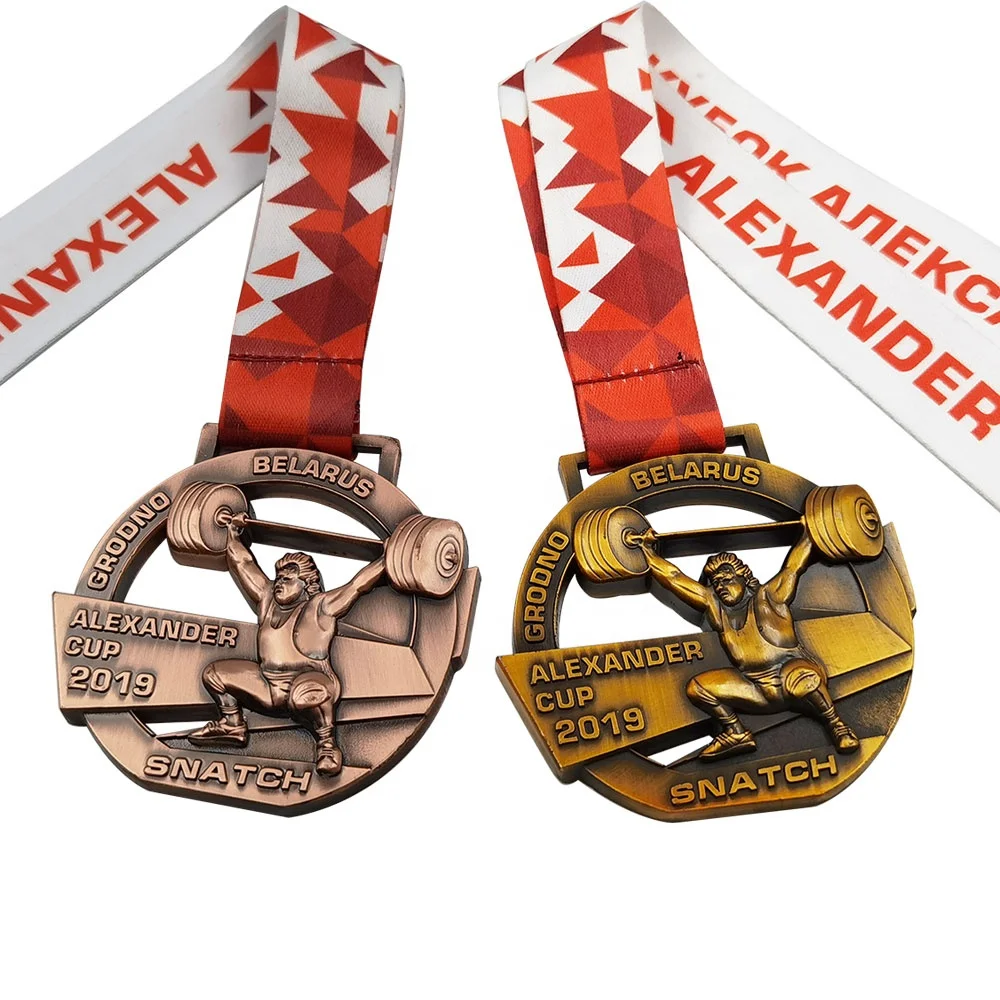 Oneway Manufacture Cheap Wholesale Custom Metal Powerlifting Gold Award Sport Medal Custom Weightlifting Medal