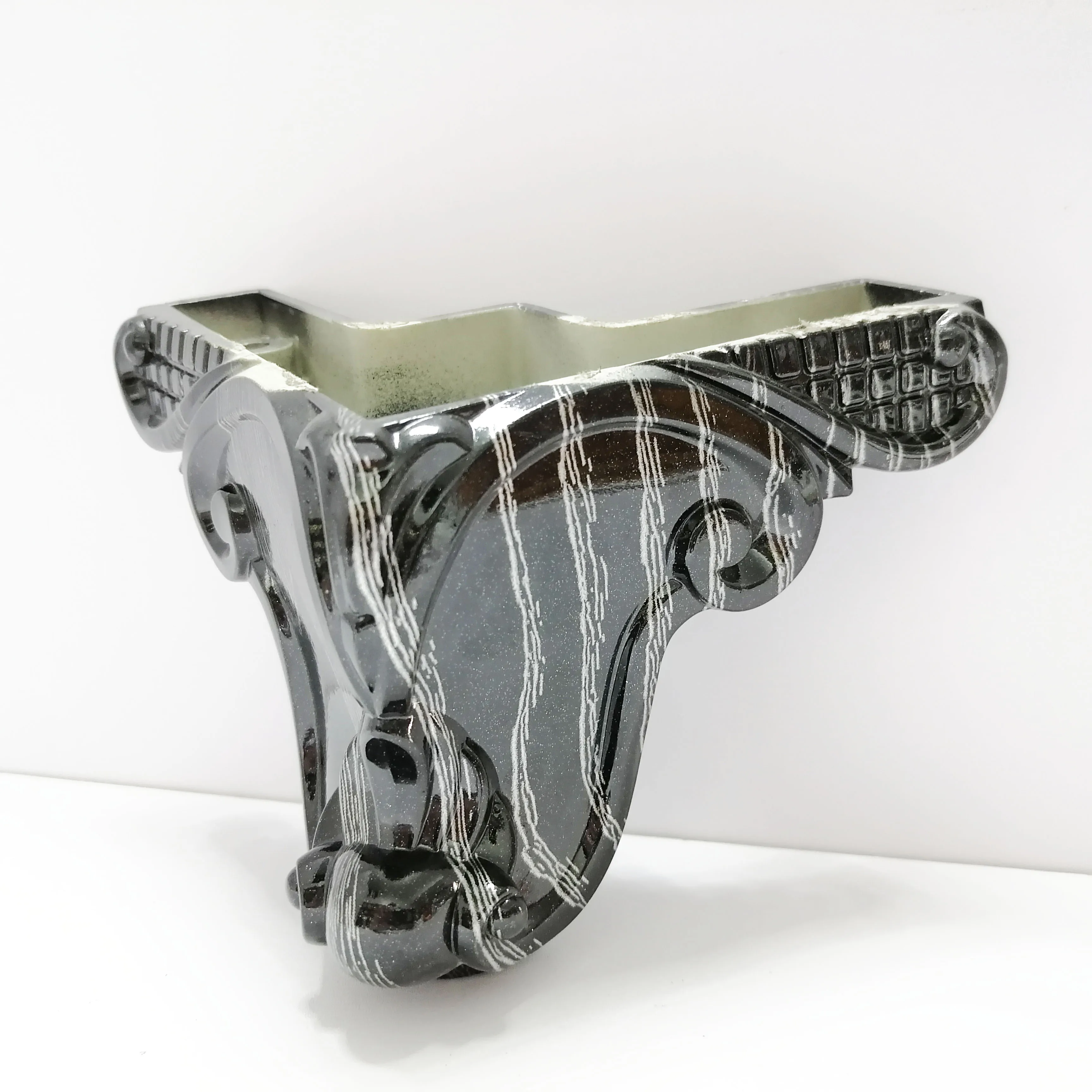 Customized wood pattern black or brown color furniture accessories legs hot sale plastic bed sofa legs