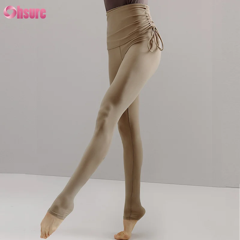 Recycled Nylon Spandex Blend Gym Pants Adjustable Drawstring Workout Leggings for Women Full 1 Piece High Yoga Wear Full Length