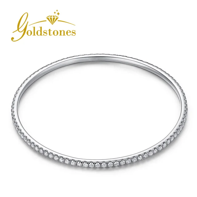 Elegant 18k Gold Bracelet Moissanite Bangle in Solid Gold Jewelry Moissanite Stones Diamond Bracelet