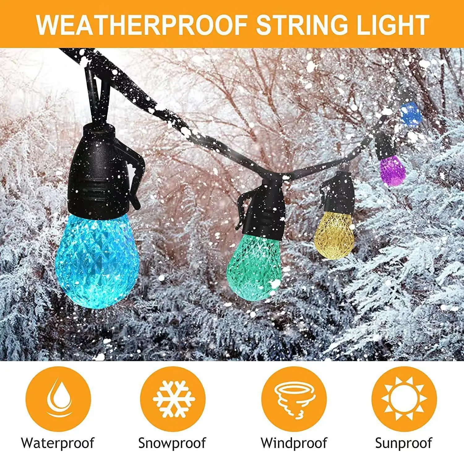 Remote Control & App  Shatterproof Waterproof LED String Lights for Outside