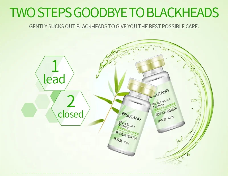 BISUTANG Herbal Formulas Blackhead Removal Face Serum Kit Shrink Purifying Pores Minimizer Blackhead Remover Serum Set