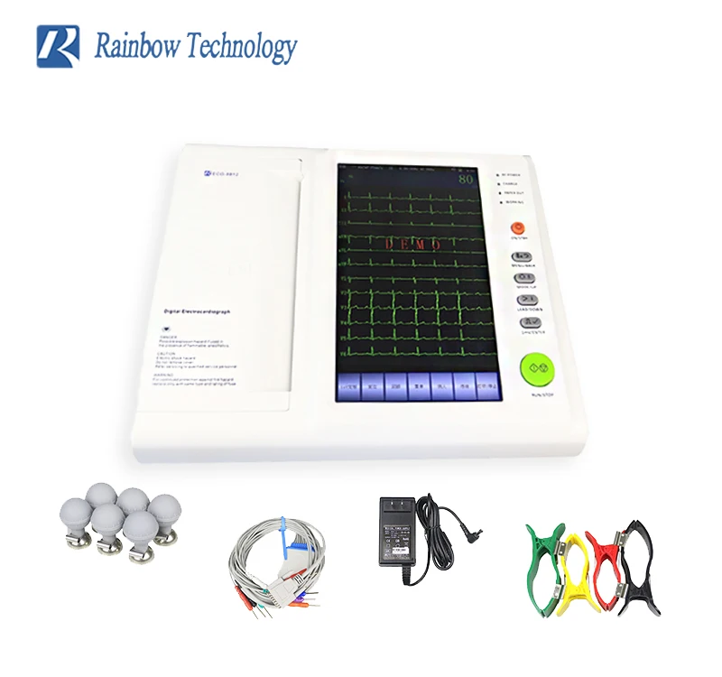 Digital Hospital Electrocardiograph Touch screen 12 lead Clinical Analytical Instruments ecg ekg machine