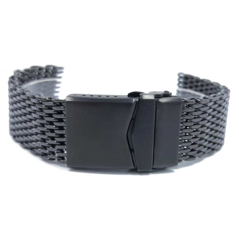 luxury shark mesh 18 20 22mm 316L buckle metal stainless steel watch band watch strap