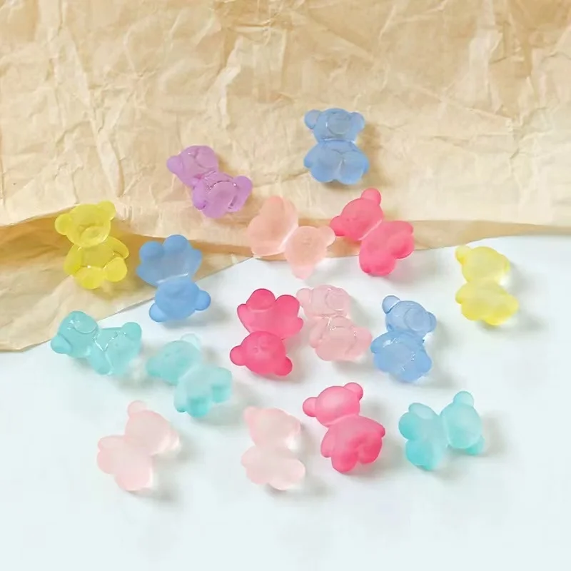 Wholesale 2022 New Arrival 50pcs/bag Matte Clear Color Acrylic Bear Beads For DIY Bracelet Jewelry Making