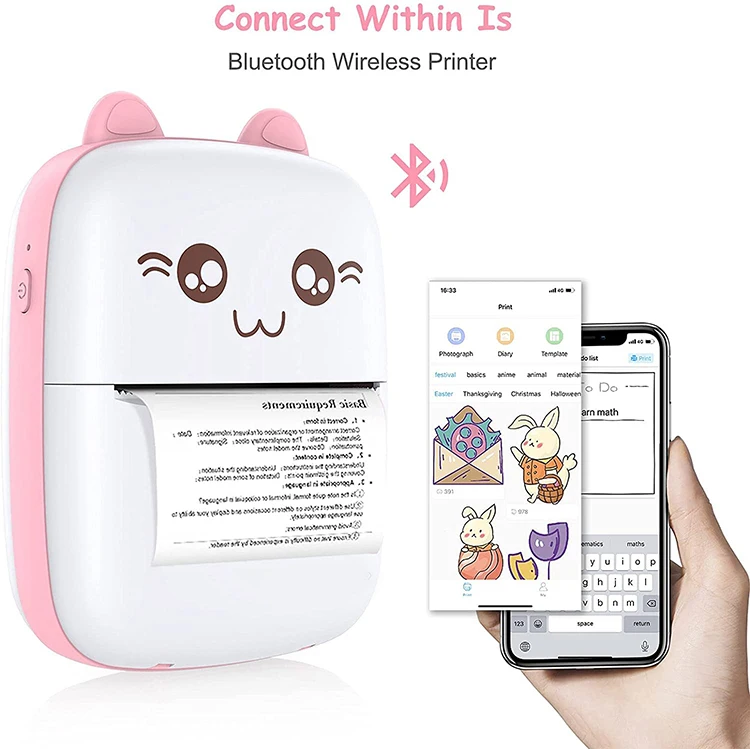Wireless Thermal Label Mini Photo Sticker Pocket Photo printer Handheld Mobile Small Hand Held Portable Phone Printer