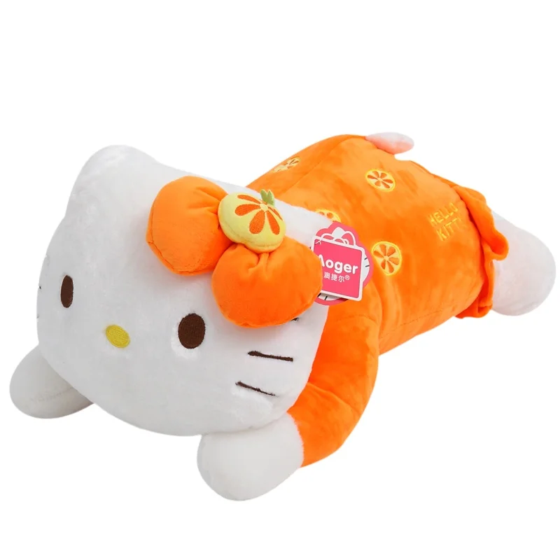 71cm Lovely promotional customized stuffed plush Mickey Cat shape lying pillow with dotted printing T-shirt(light grey)