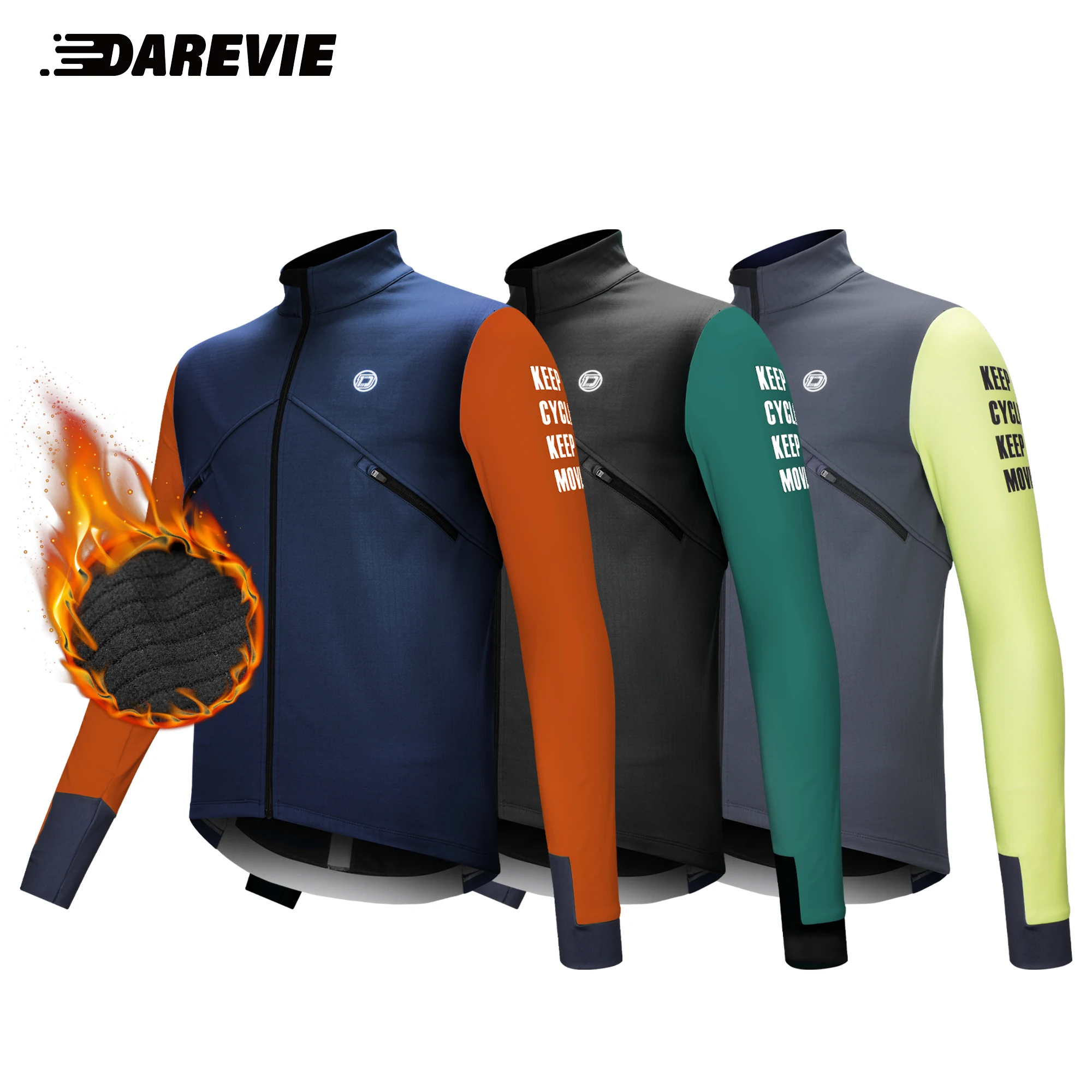 Darevie Winter Autumn Professional Bike Jacket Plaid Shaker Fleece Cycling Jacket -5 To 10 Degrees Celsius