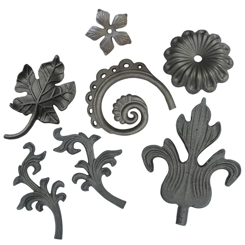 Wholesale Cheap Metal Wrought Iron Stamped Leaves Accessories Pressed Fence Gate Decoration Customized Steel Stamped Ornaments