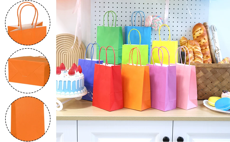Custom Party Favor Colorful Mermaid Shark Astronauts Fairy Treat Bags Goodie Candy Kraft Paper Gift Bag For Kids Birthday Party