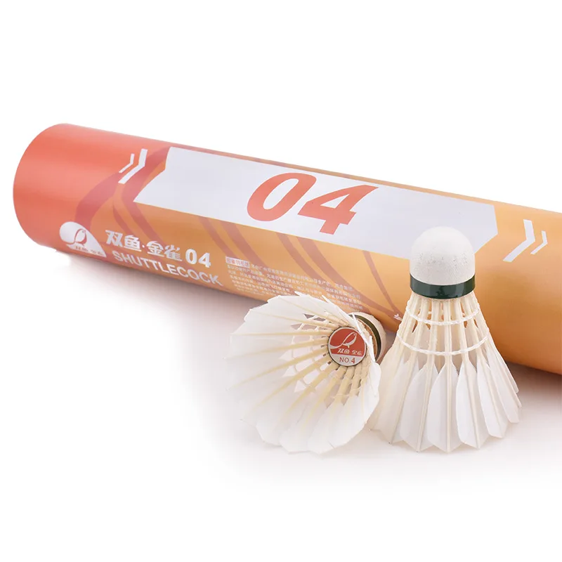 Double Fish JINQUE 04 shuttlecock cheap price  durable  12 piece white colour  natural  feather badminton shuttlecock