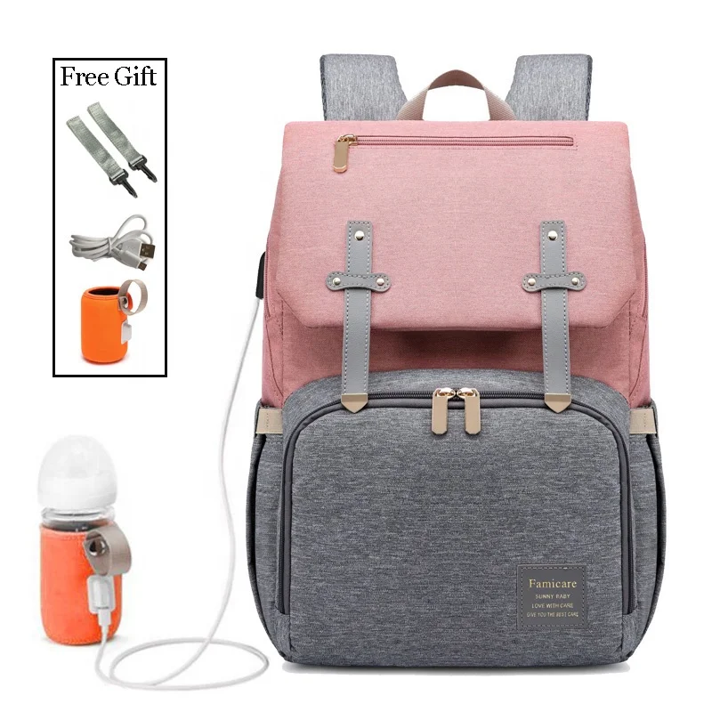 
Wholesale Baby Diaper Bags For Mother Waterproof Maternity Backpack Mom Handbag USB Knapsack With Bottle Warmer Holder 