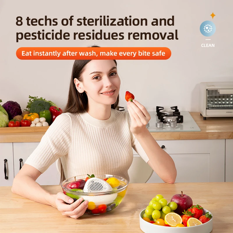 2025 New Ultrasonic Washing Cleaner  Fruit and Vegetable Washing Machine USB Wireless Fruit Vegetable Cleaner Household Cleaning