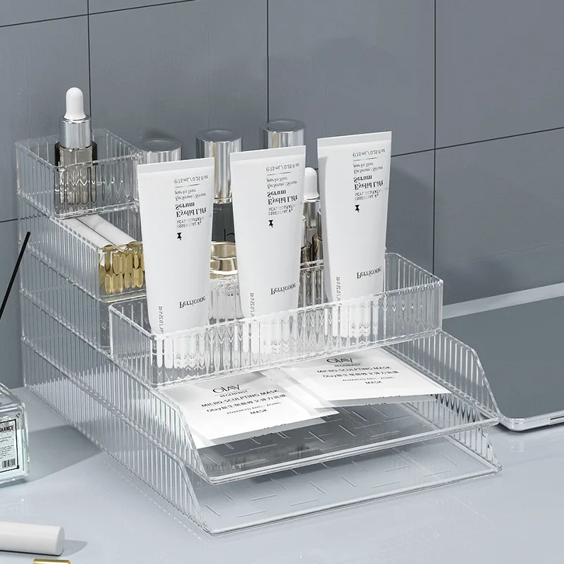 Transparent organizer drawer multi desktop storage box beauty makeup display stand