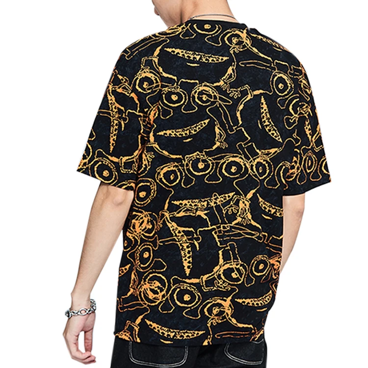 Custom Logo High Quality All Over Print Oversize T Shirt 100% Cotton Loose Casual Street Wear Hip Hop Unisex T Shirt For Men