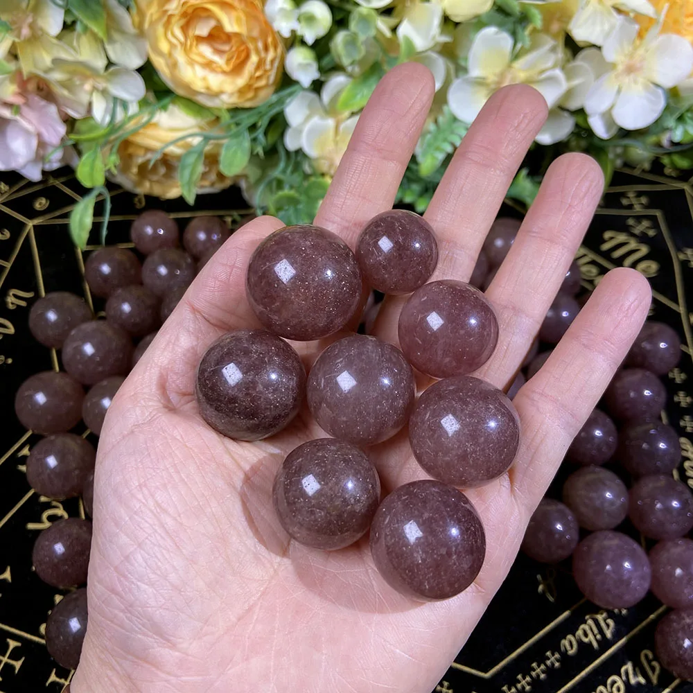 High quality natural crystal ball red strawberry quartz sphere healing gemstone ball