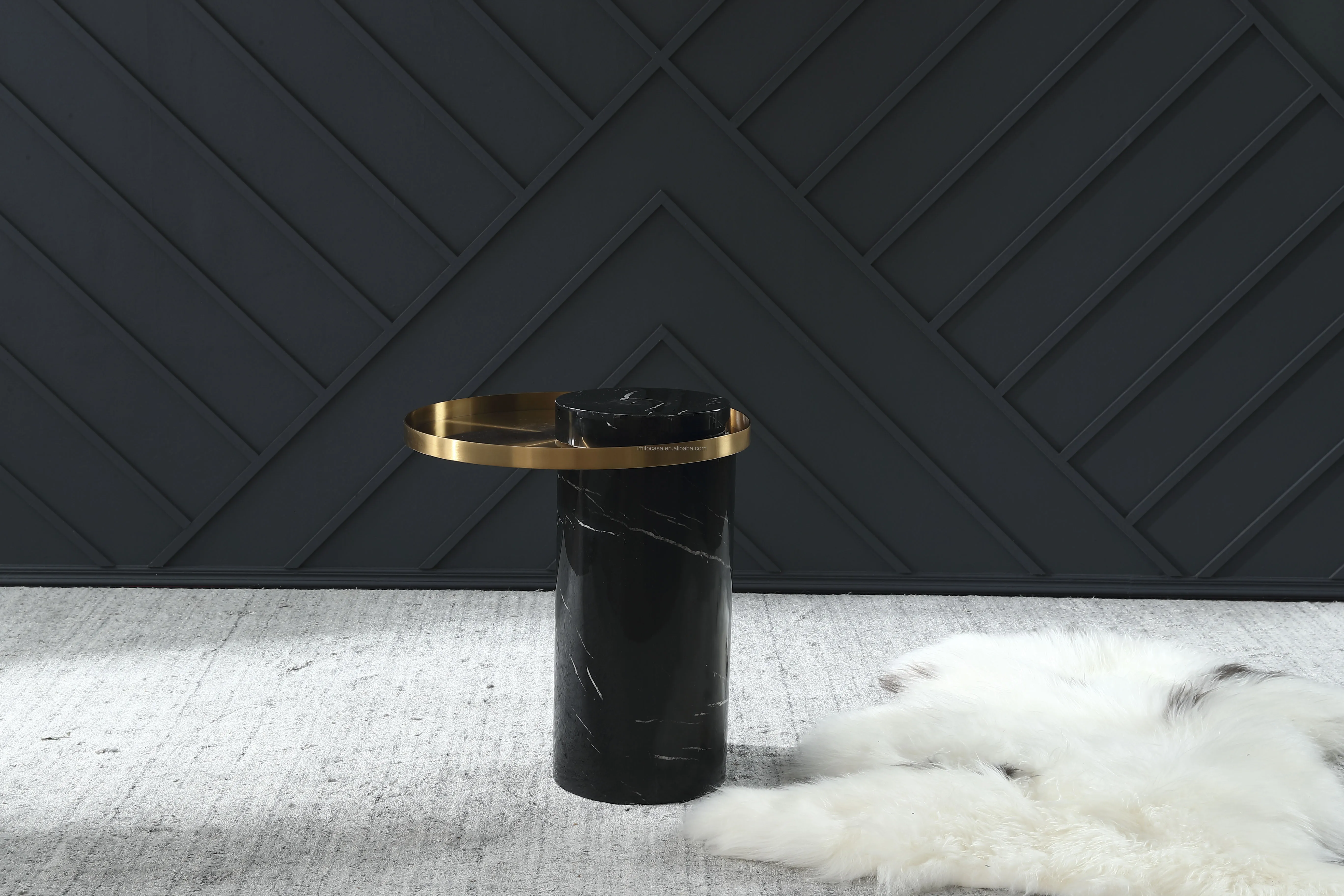 
Elegan White Marble Coffee Table With Golden Tray/ American Modern Living Room Furniture Side Table New Design End Table 