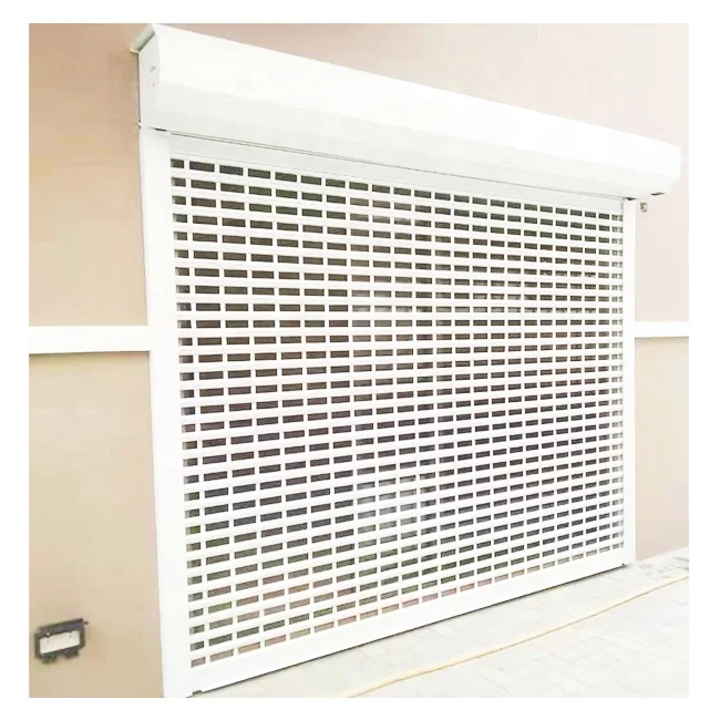 Guangzhou security grill roller shutter door,mesh roll up gate,transparent gate