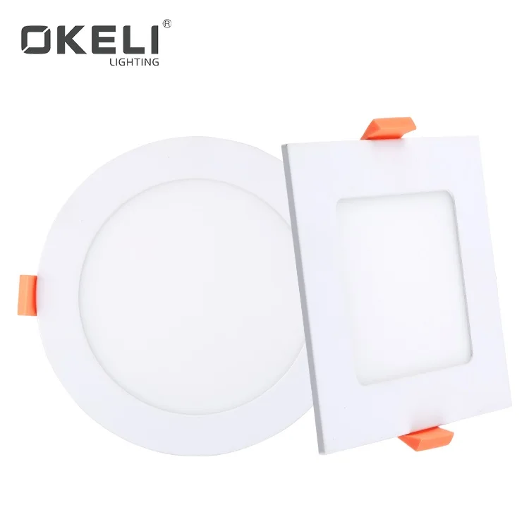 OKELI Round Square Panel 3w 6w 9w 12w 15w 18w 24w Slim Ceiling Recessed Mounted LED Panel light