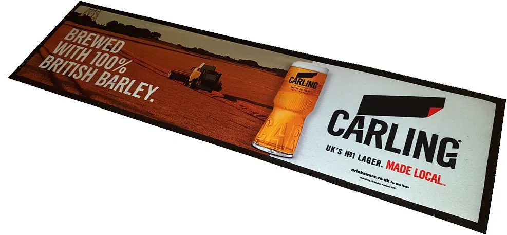 Customized Personalised name pints Carling Branded Rubber Backed Bar Runner Pubz n Clubz Hospitality Supplies