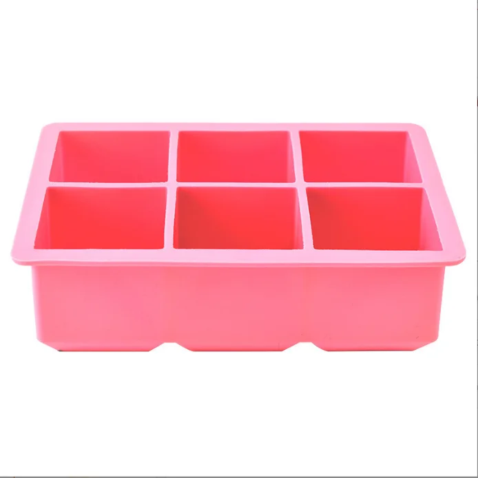 Square DIY Food Freezer Box 6-hole Silicone Ice Cube Tray Whiskey Mold