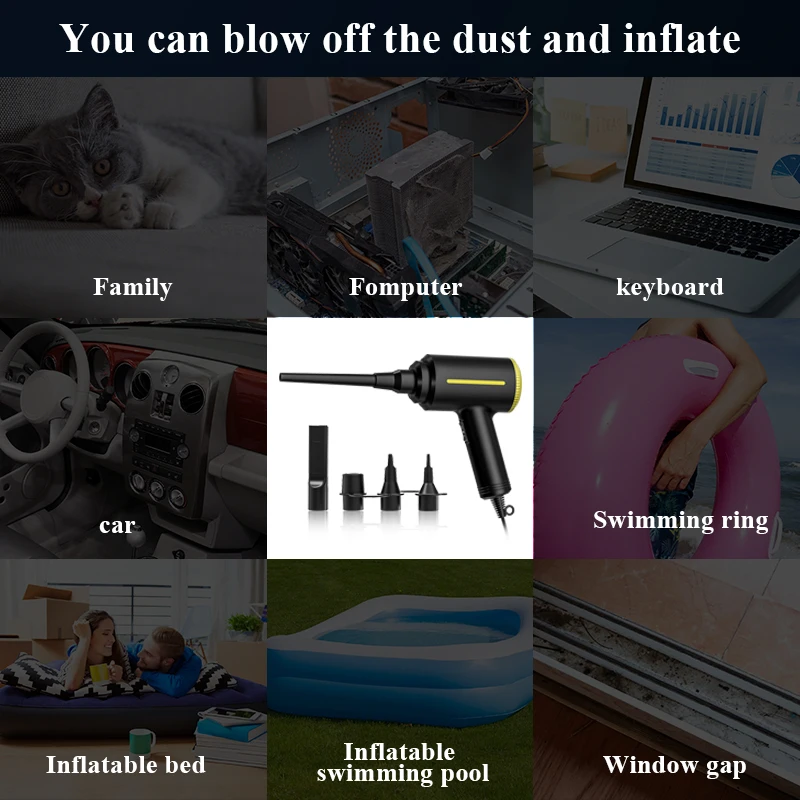 Powerful AC Air duster with 18KPa suction power 180g blowing force OEM ODM orders are welcomed 48000RPM 260W/500W