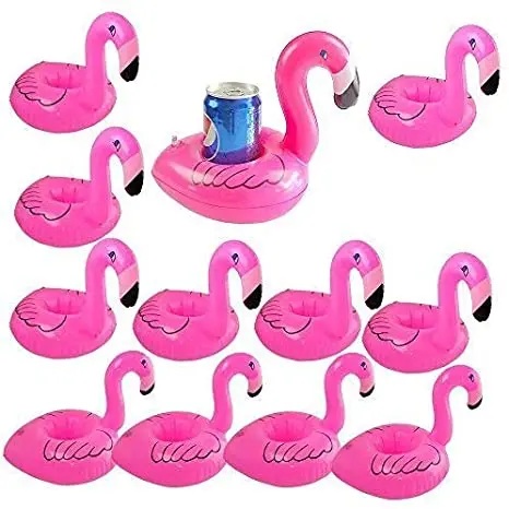 in stock  customized pink  red Flamingo Coasters Inflatable Drink Holder Float PVC  Floating Beer cup Holders