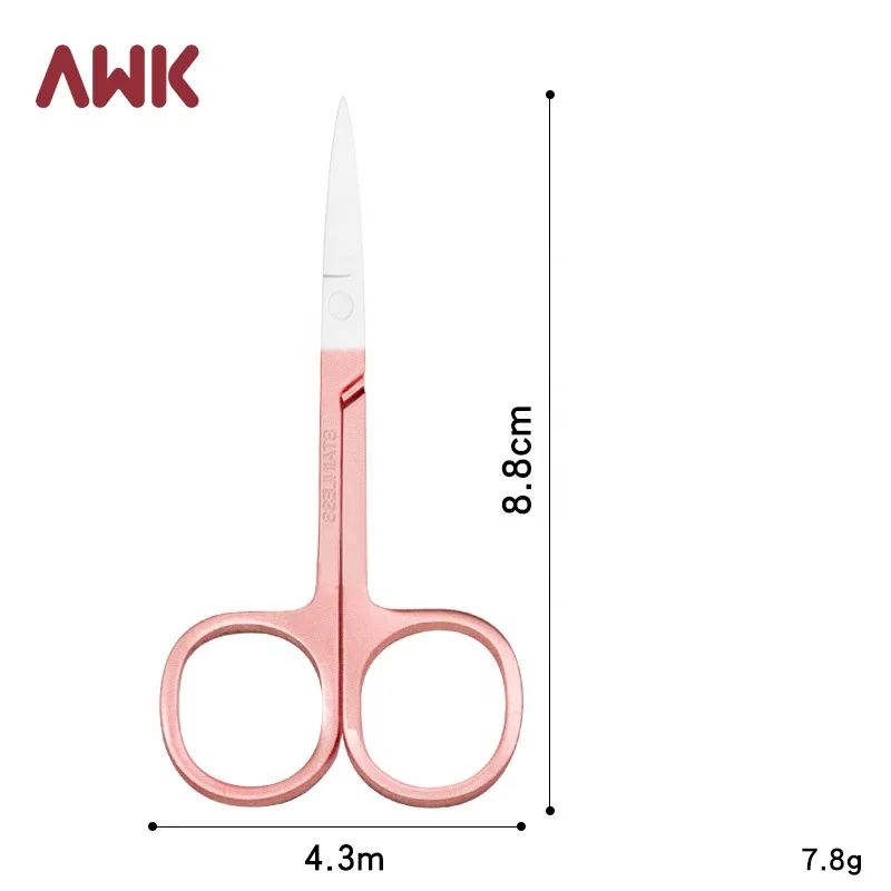 AWK Wholesale Eco-friendly Colorful Curved Blade Stainless Steel Beauty Nail Scissor Cuticle Scissors Manicure Professional